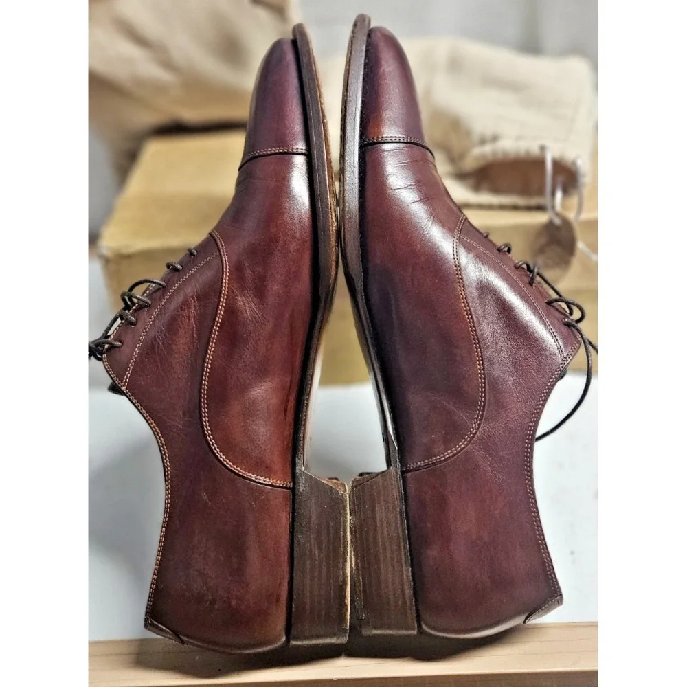 VTG SANTONI Andrea Santoni Italian handmade oxford lacing brown mens 12D